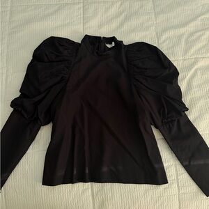 Black Puff-Sleeve Long Sleeve Top - Women's